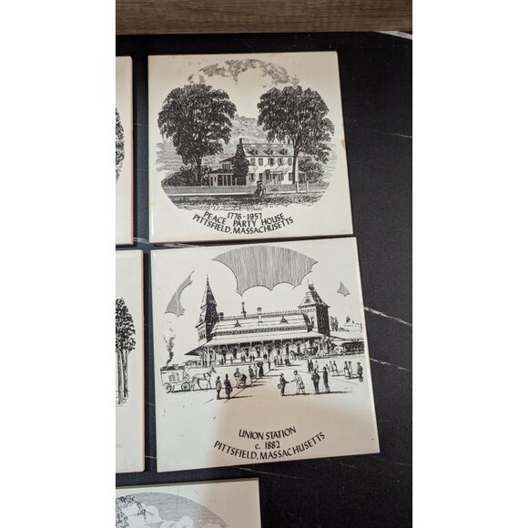 Set Of 5 Collectible Ceramic Tiles Pittsfield Dalton MA Historic Landmarks 1980s - Picture 4 of 7